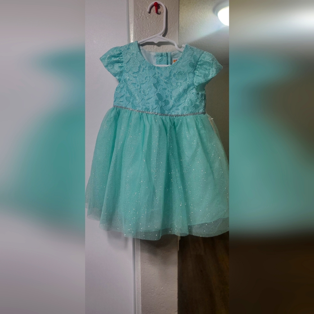 RARE EDITIONS Baby Girls 3t Aqua Sparkle Ballerina